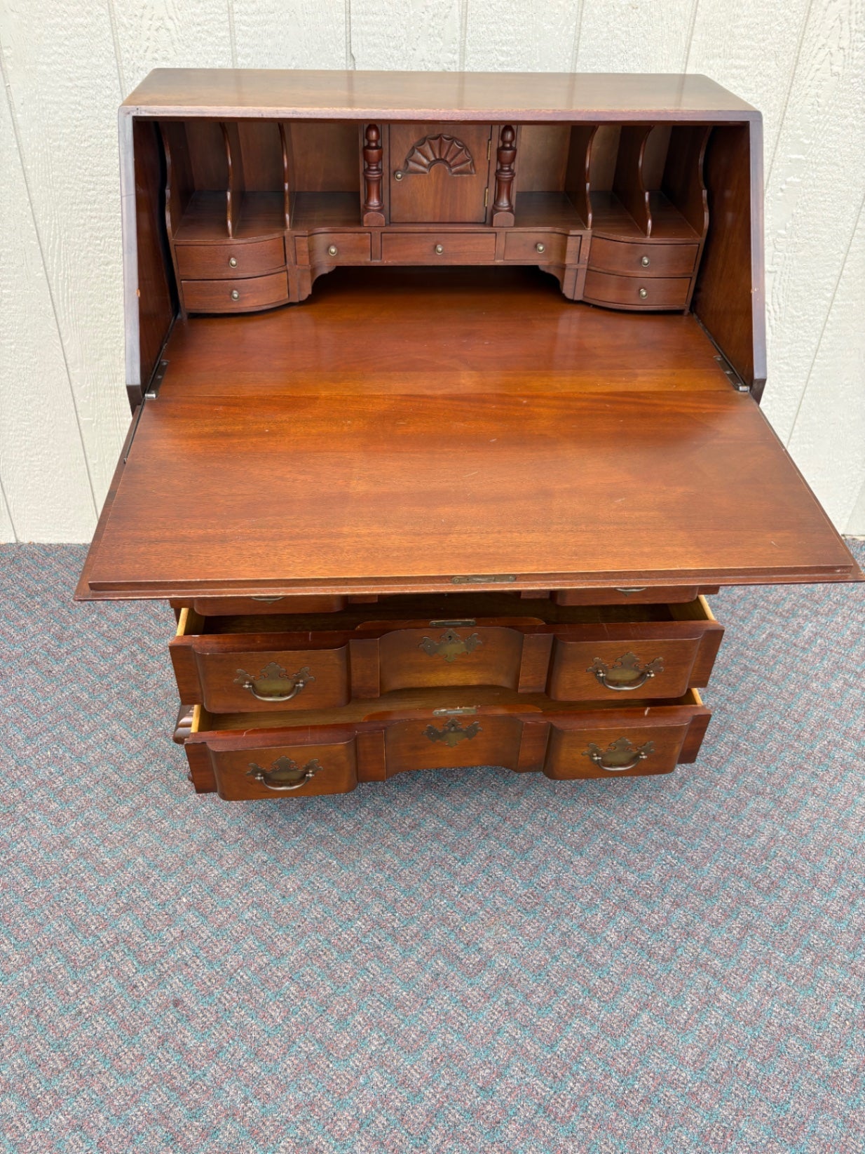 66895 Vintage Mahogany Block Front Desk by Hathaways with Claw Feet