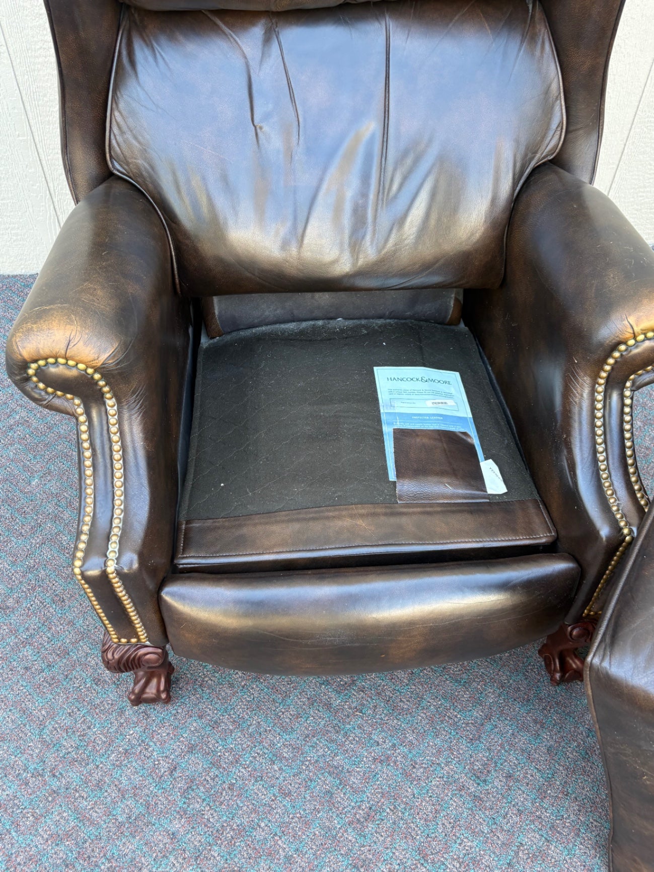 67848 Hancock and Moore Leather Recliner with Nailhead Trim