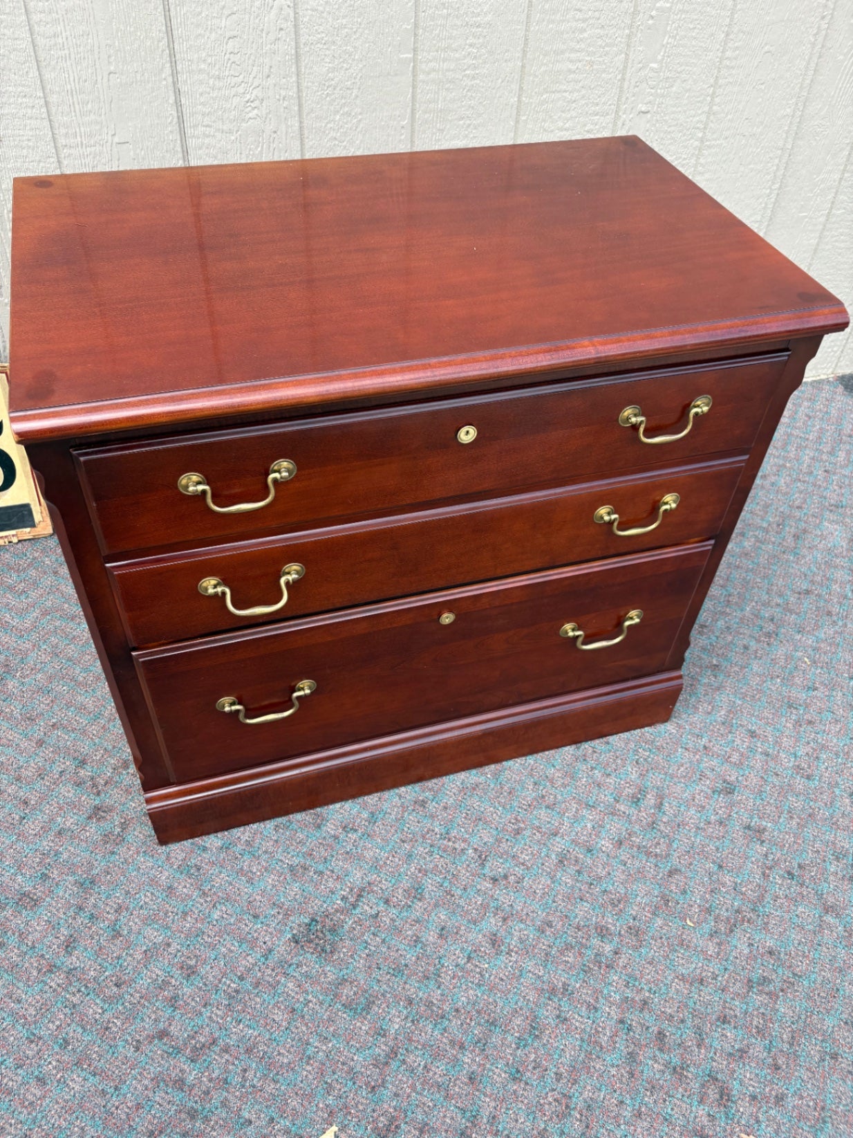 67835  Stanley Traditional Mahogany File Cabinet with Brass Hardware