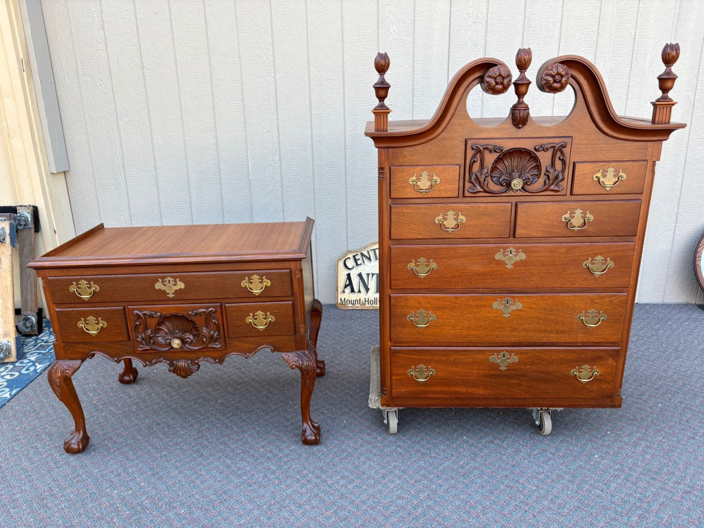67648  FELDENKREIS Mahogany Chippendale Style Highboy Chest on Ball-and-Claw Feet