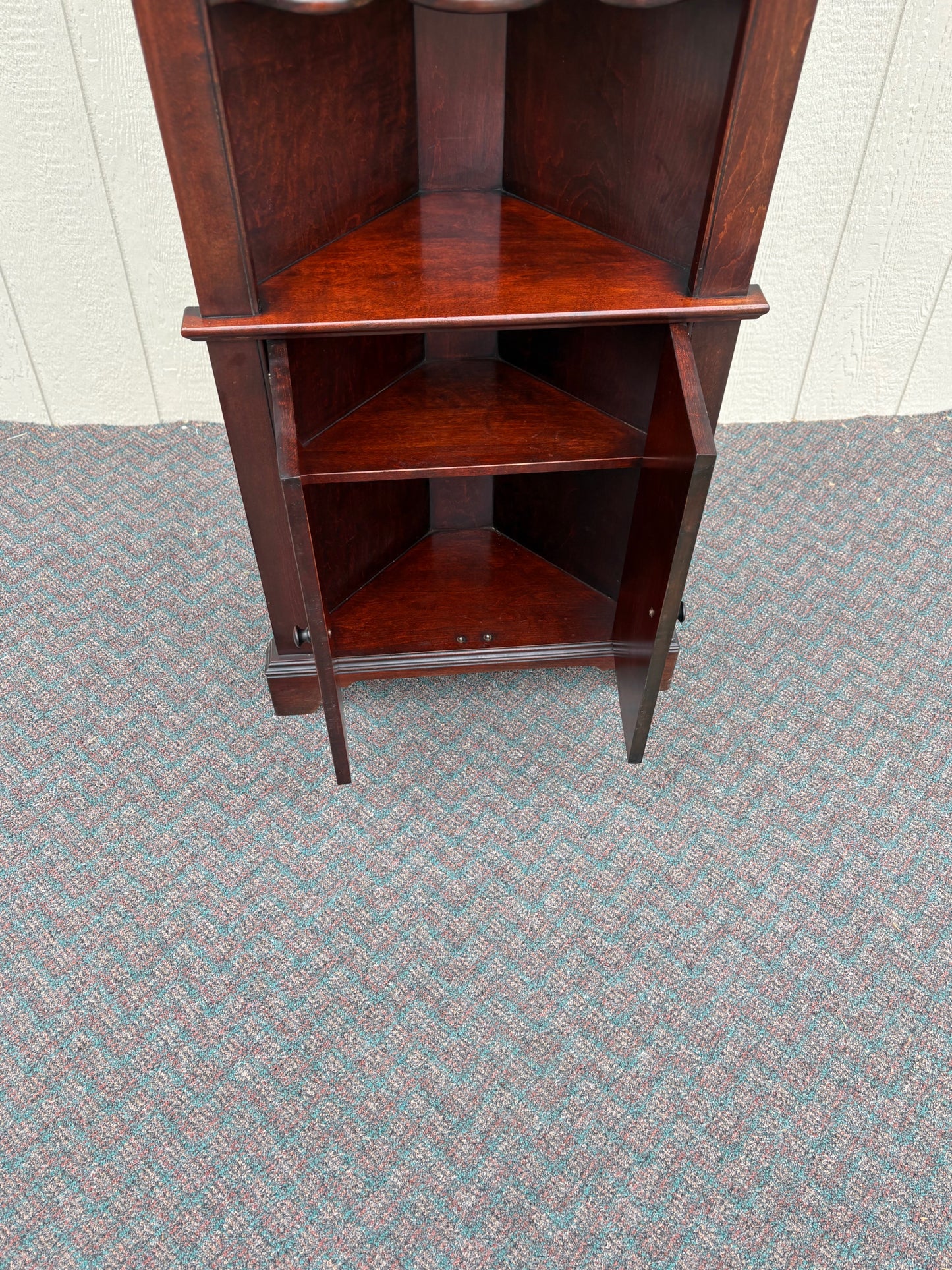 67724 Cherry Finish Corner Shelf Cabinet with Arched Shelving