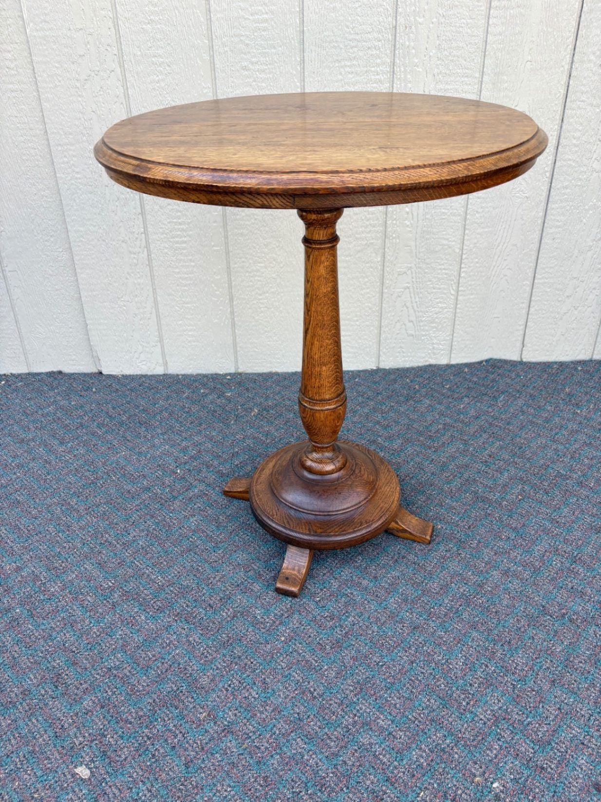 67691 Victorian Vintage Oak Pedestal Lamp Table with Turned Base