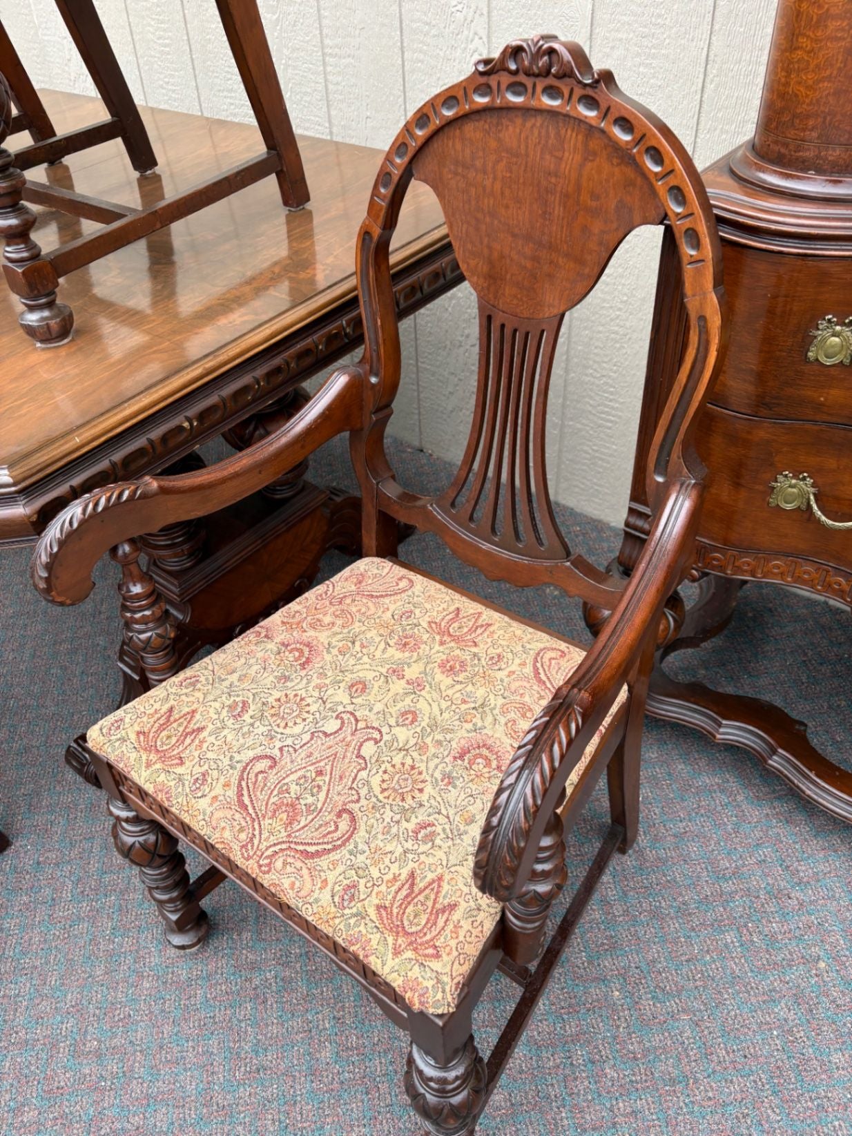 67512  1930s Hanover Cabinet Co. Dining Set with Hutch and Chairs