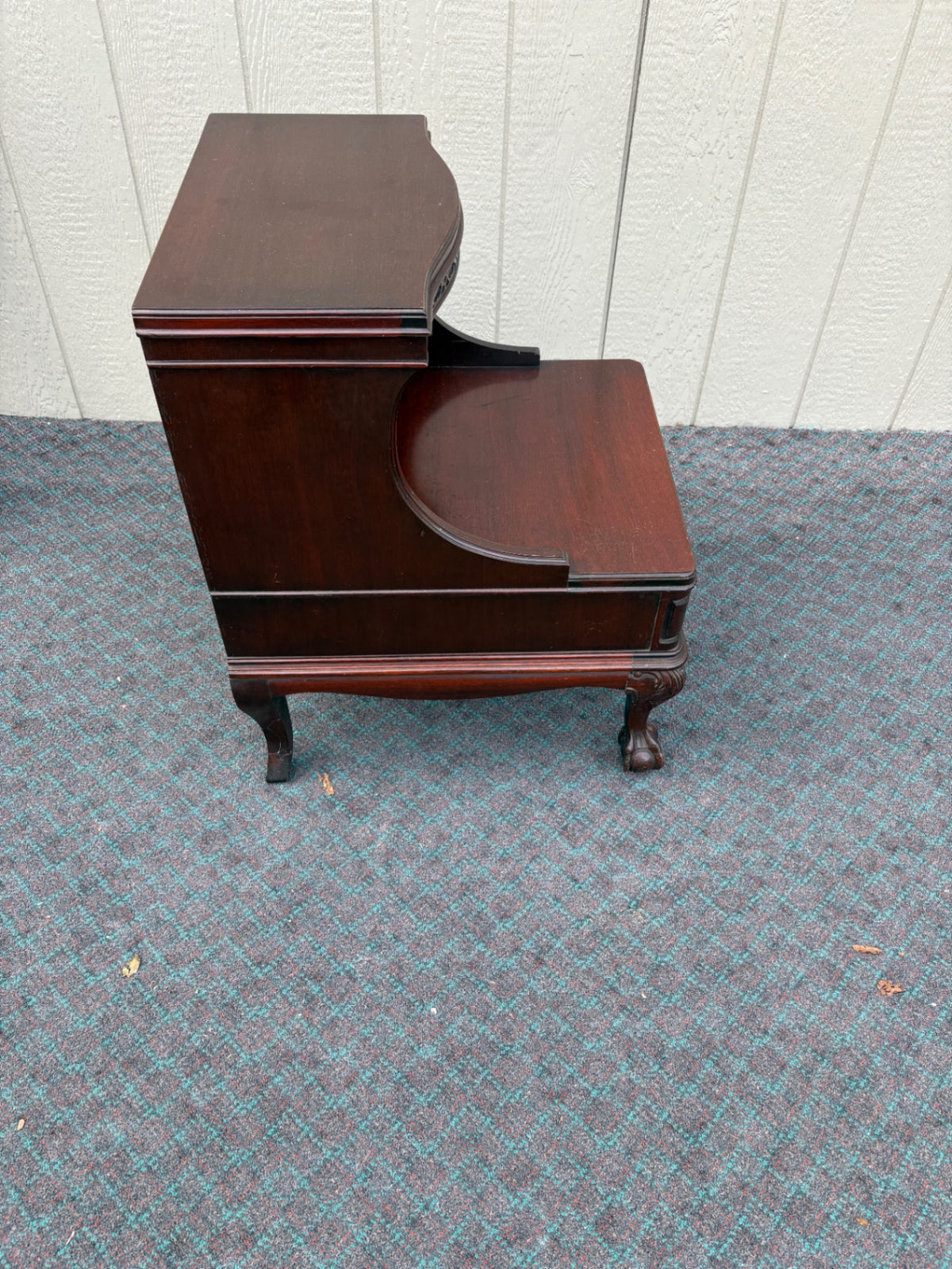 68216  Vintage Mahogany Ball and Claw Foot Nightstand with Drawer