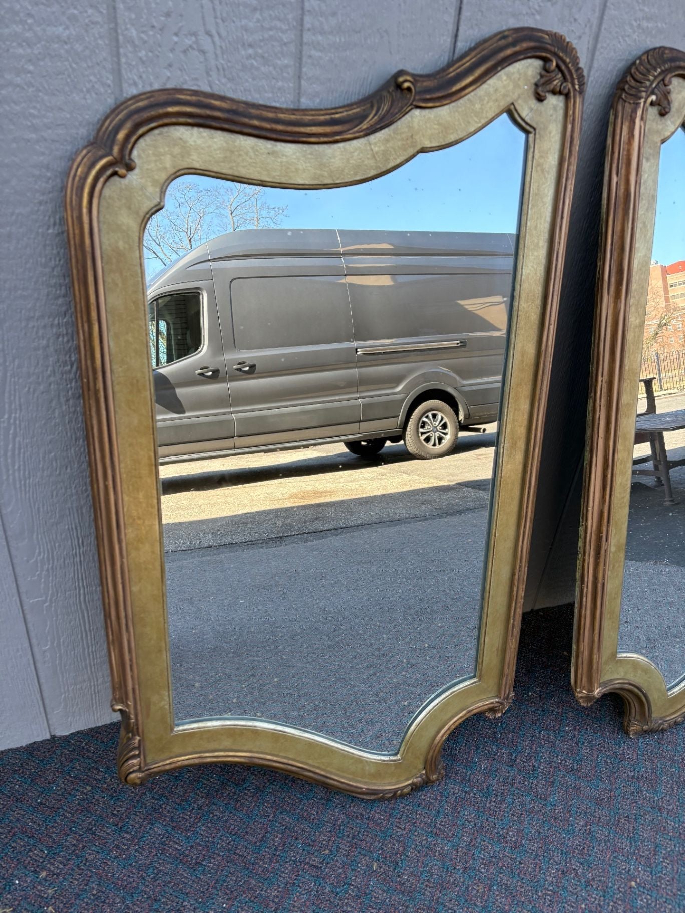 66850 Pair of Vintage Gold Gilt Wall Mirrors with Ornate Frames