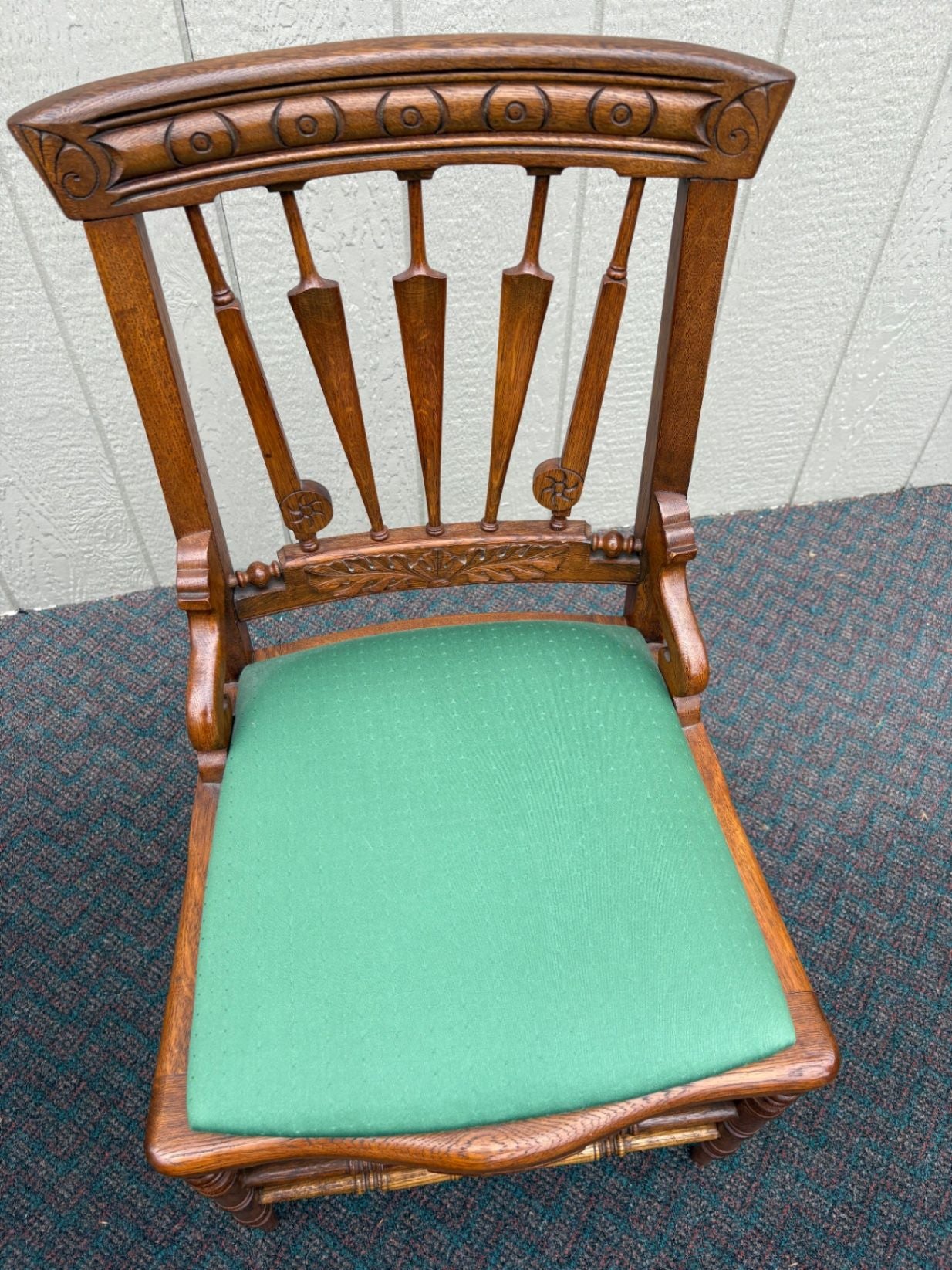 67628 Set of 4 Victorian Oak Dining Chairs with Carved Details