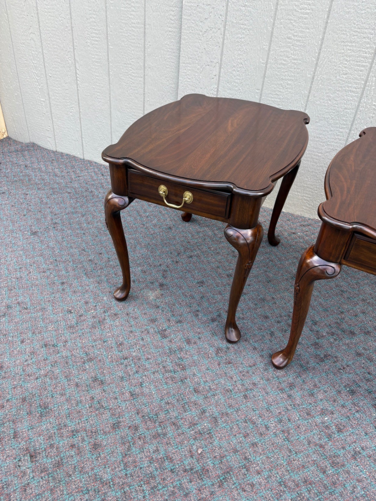 67955 Pair of Harden Queen Anne End Tables in Rich Walnut Finish