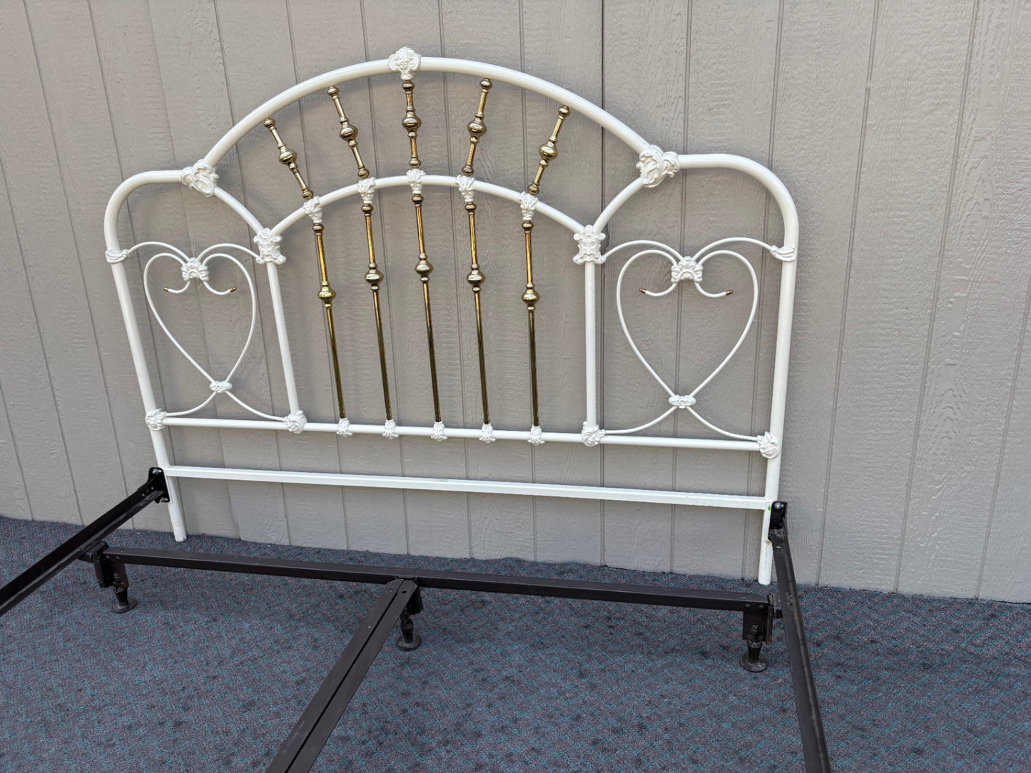 Elegant King Size Brass and Iron Bed Frame by Elliott Designs