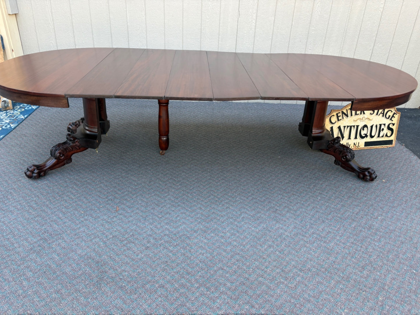 67769 Victorian Mahogany Round Dining Table with Claw Feet and 6 - 11" Leaves