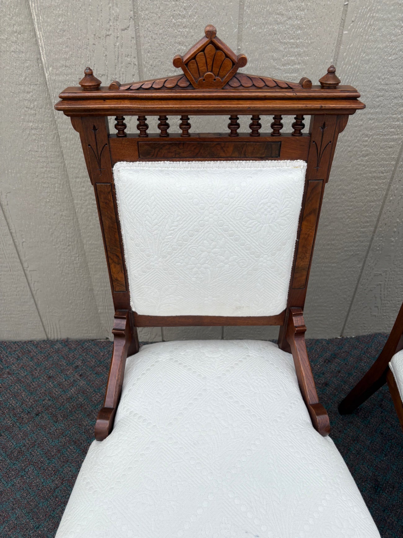 Pair of Victorian Eastlake Side Chairs with Carved Walnut Frames