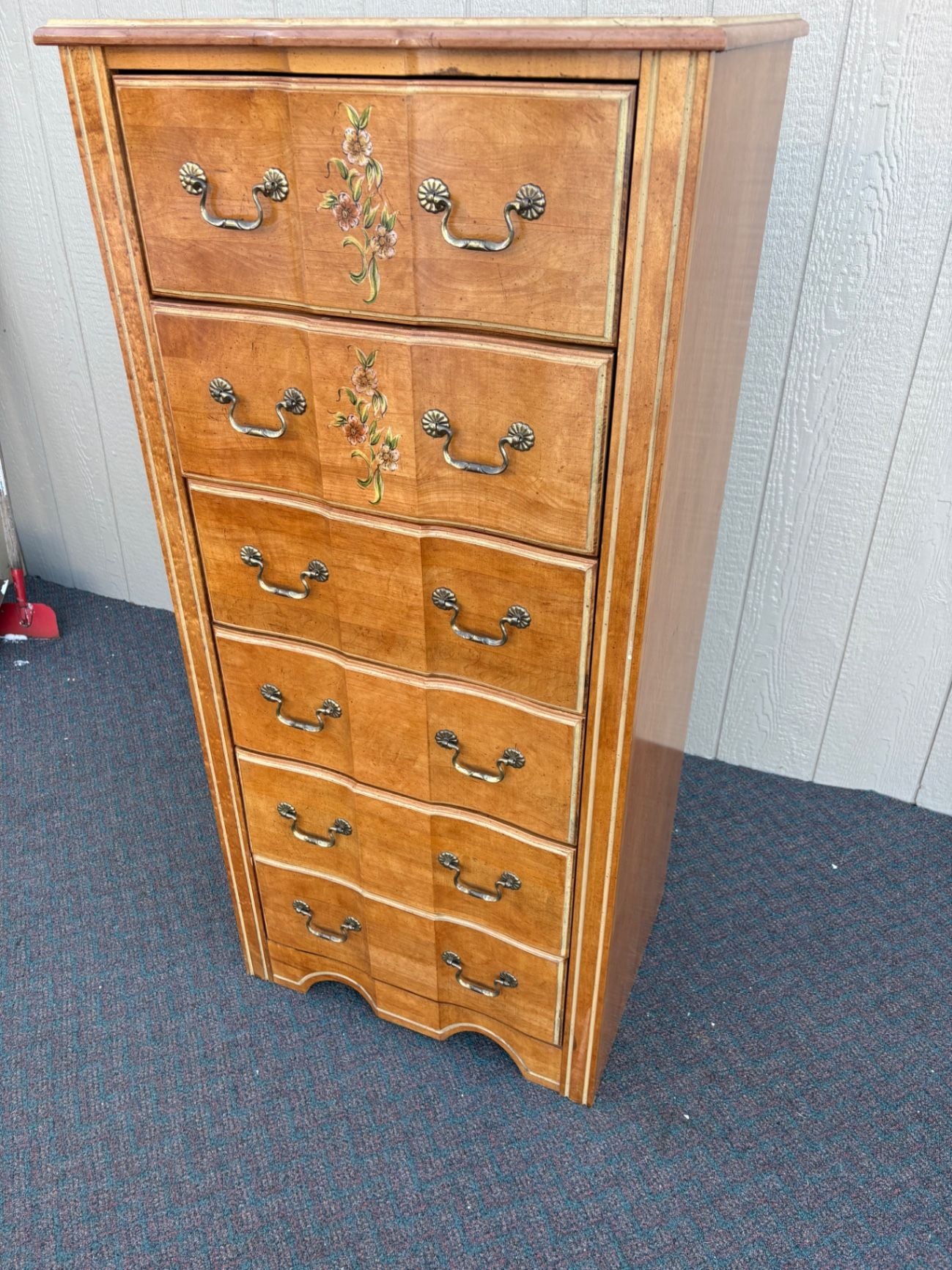 67431 Vintage Stanley Floral Lingerie Chest with Brass Handles