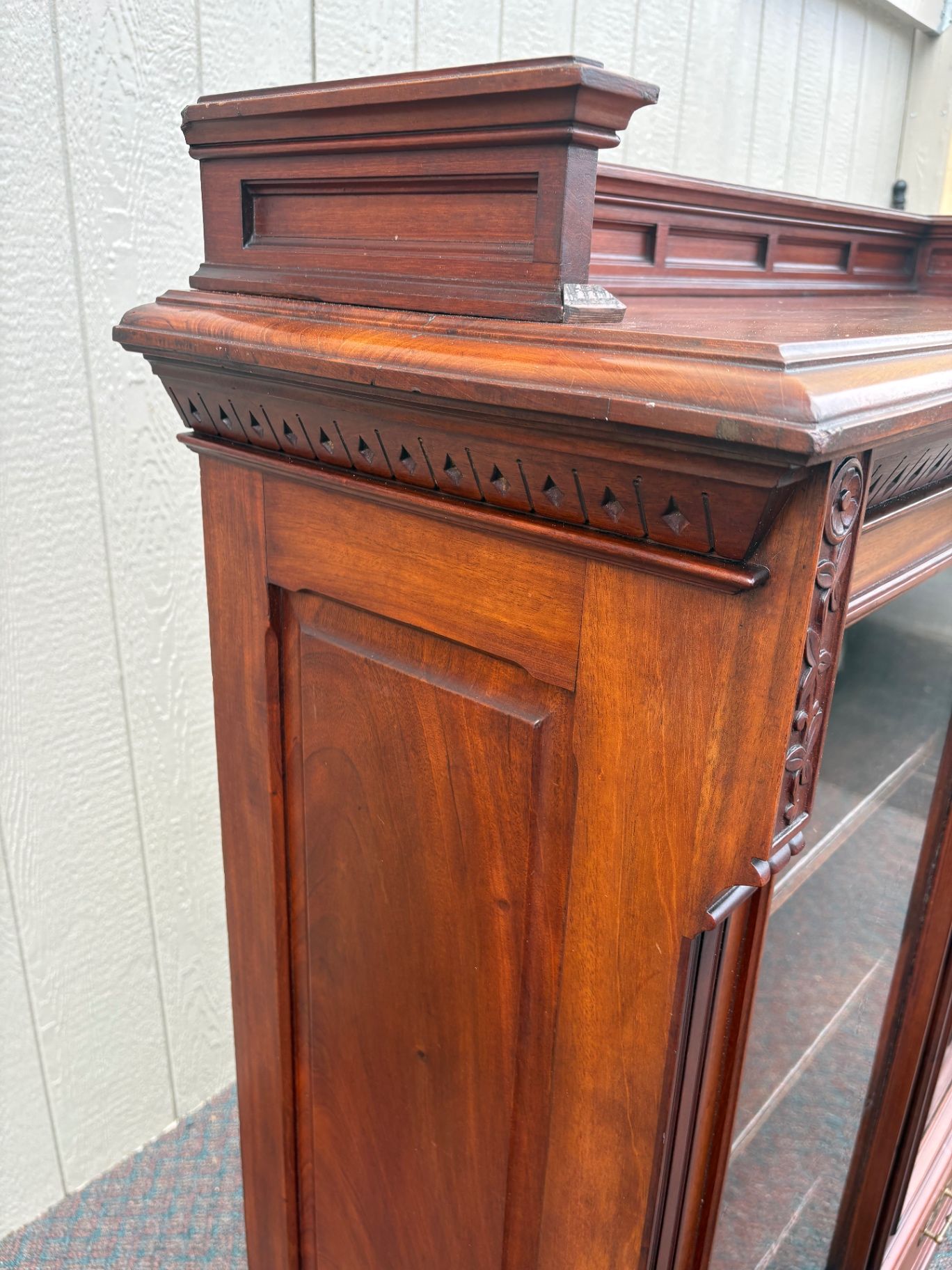 67568 Victorian Walnut Bookcase with Glass Doors and Drawers