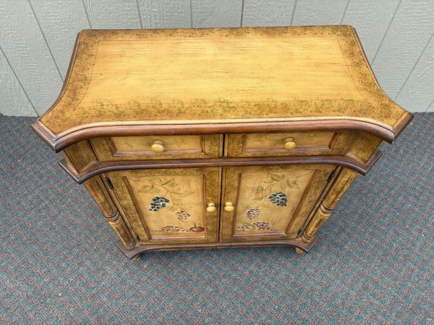 67582 Hand-Painted Tuscan Style Console Cabinet with Fruit Motif