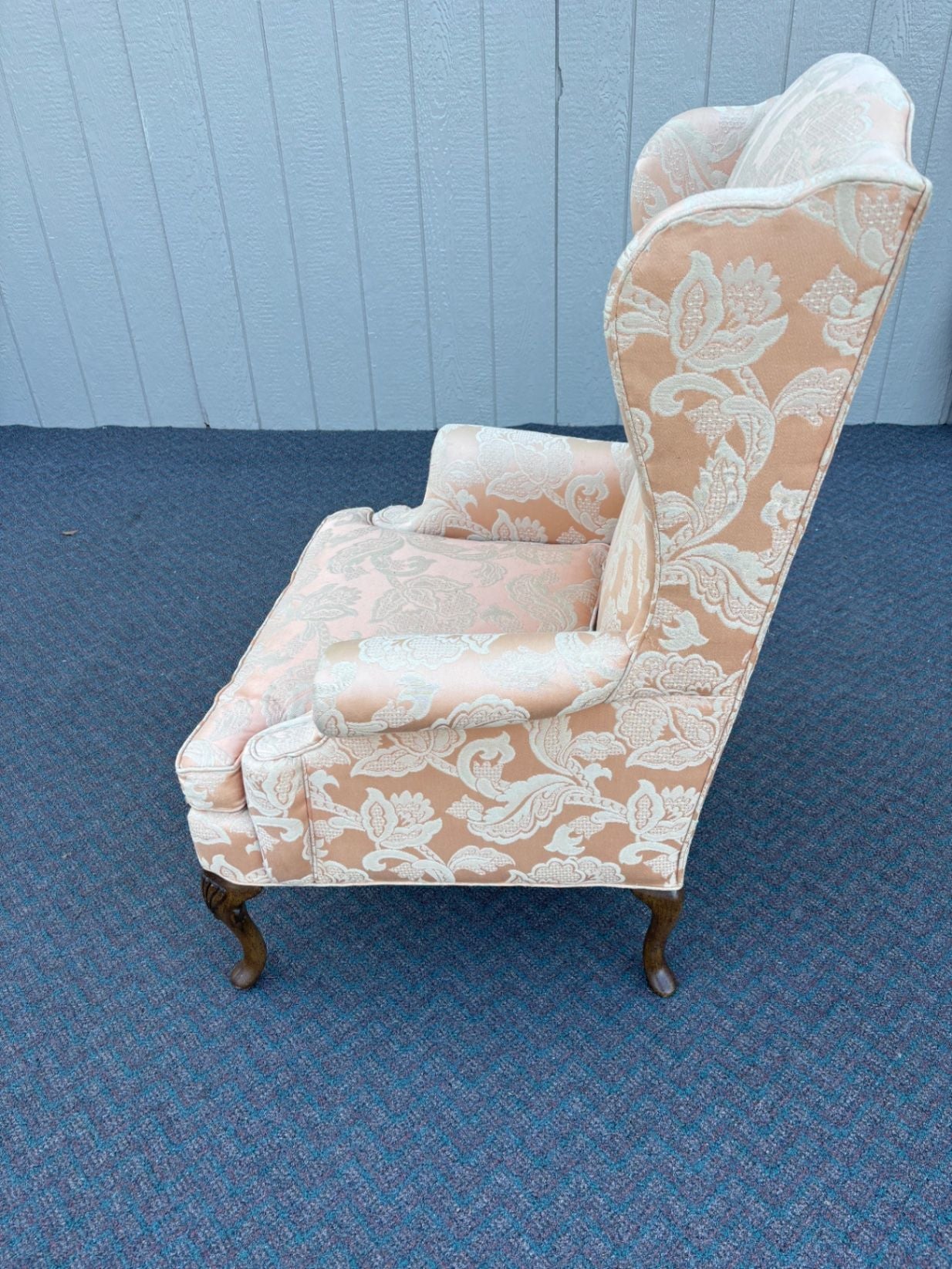 67593  Pair of Sherrill Wing Chairs, Queen Anne Style, Upholstered