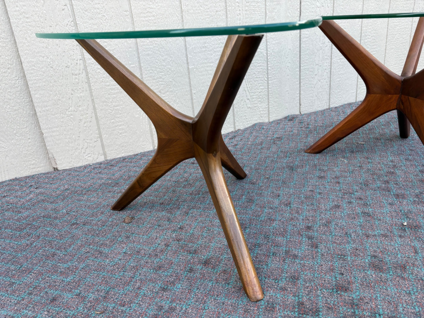 68053 Pair of Mid-Century ADRIAN  PEARSALL Glass Top Side Tables