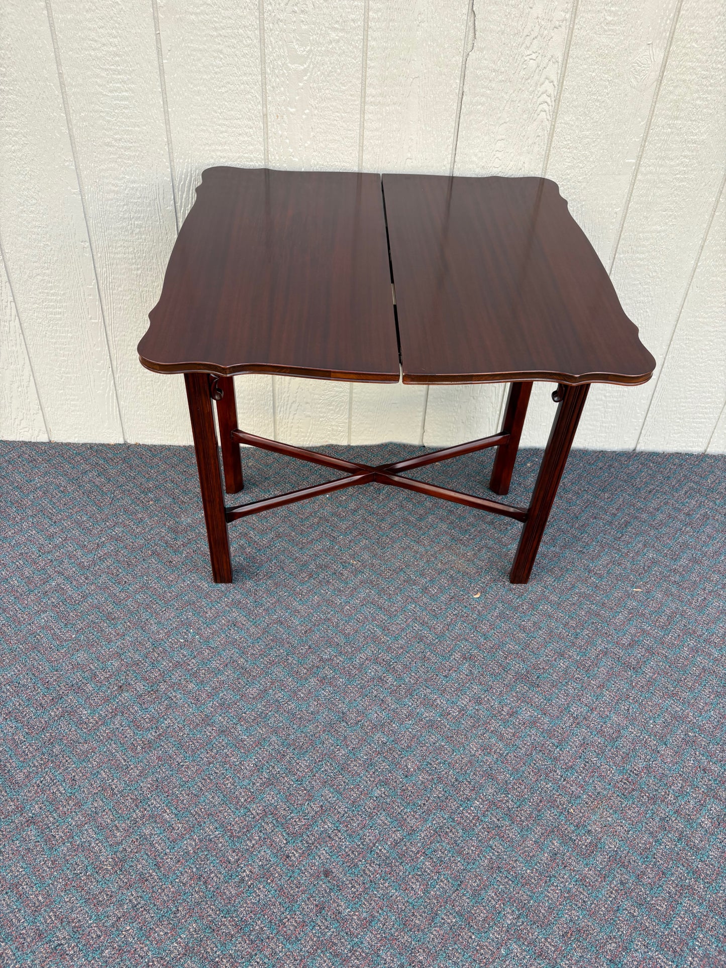 67745 Elegant Mahogany Flip Top Console Table with Brass Hardware