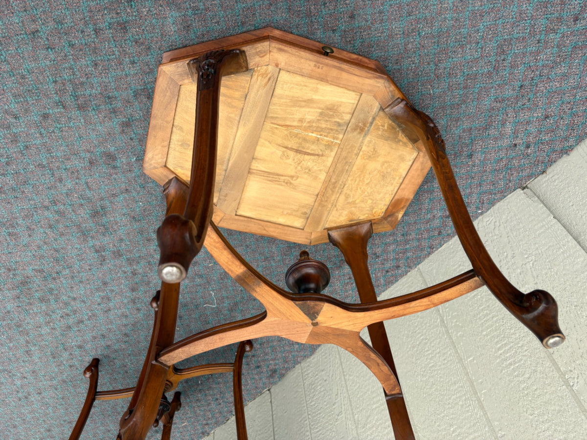 68062 Pair of Inlaid Octagonal Side Tables with Marquetry Scenes