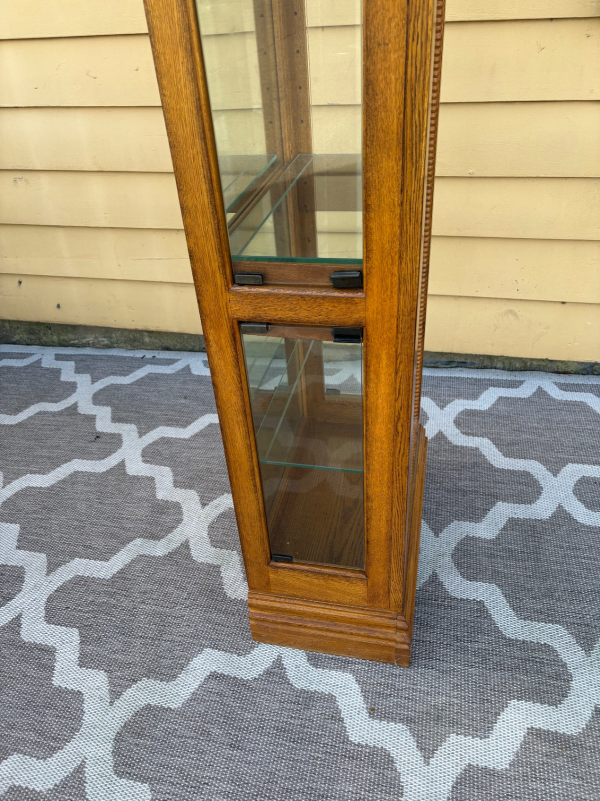 68202  Oak Curio Cabinet with Etched Glass and Crown Molding