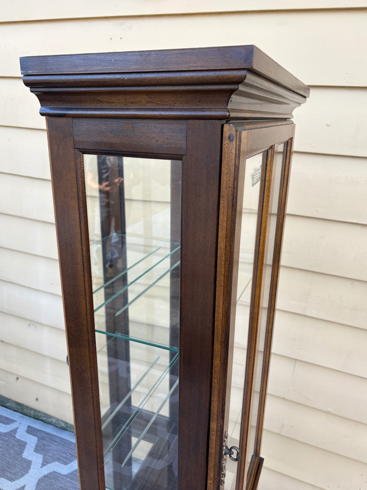 68204  Elegant Traditional Glass Curio Cabinet with Wood Frame