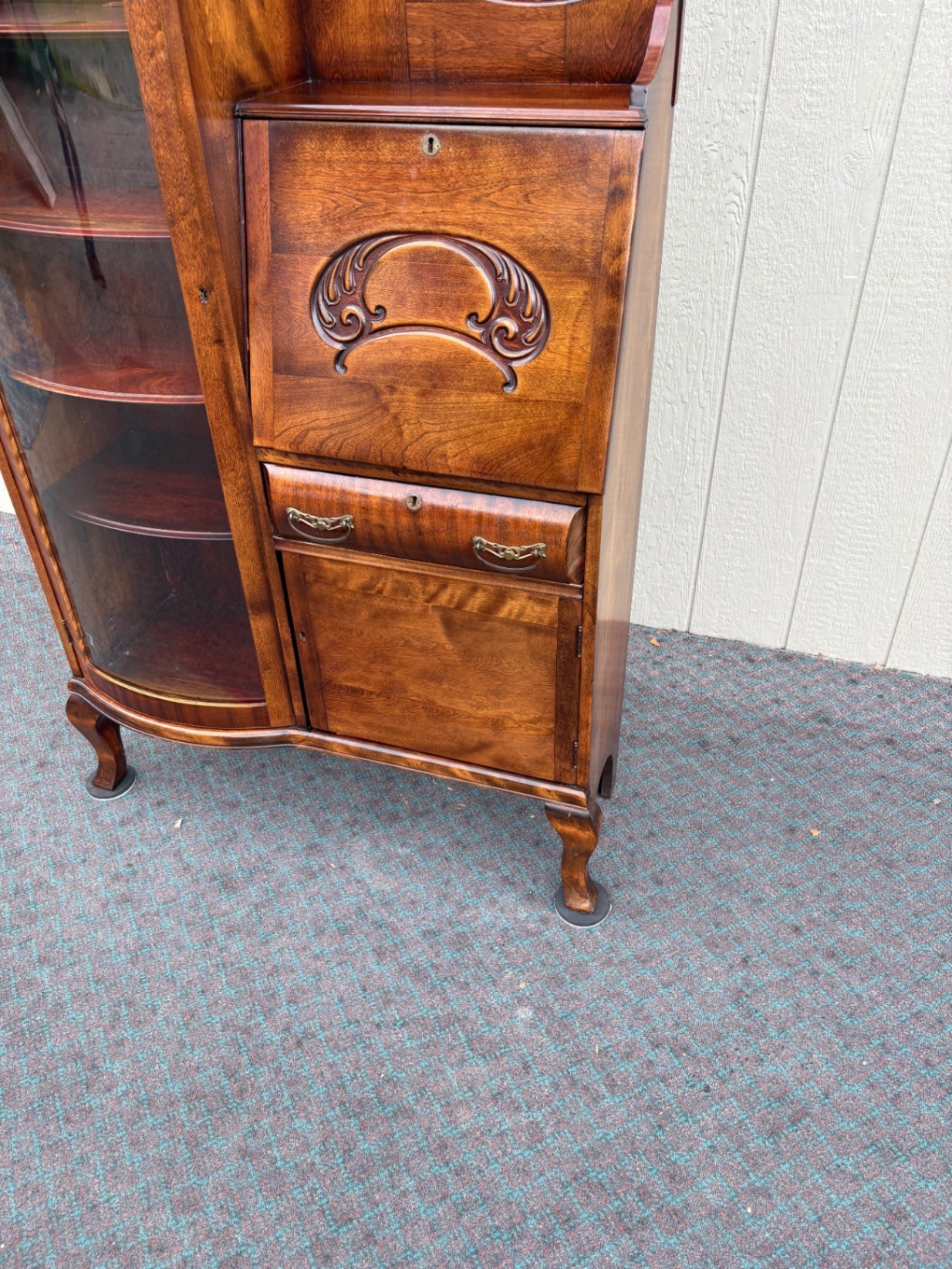 68103 Edwardian Mahogany Side by Side Curio Desk with Mirror