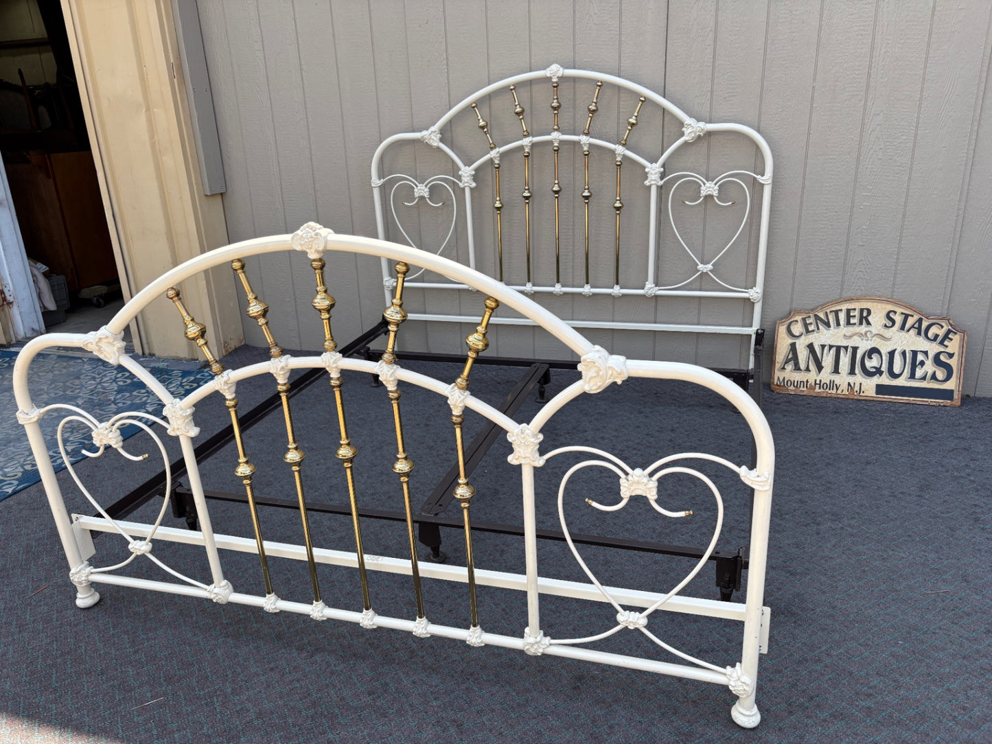 Elegant King Size Brass and Iron Bed Frame by Elliott Designs