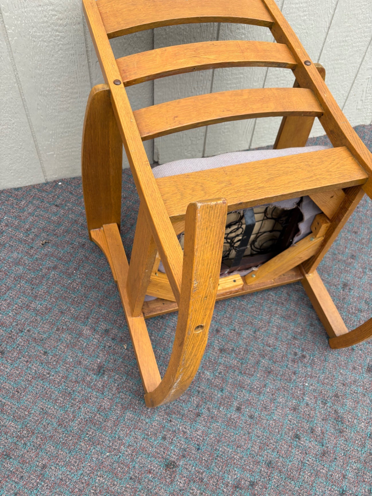 Mission Style Oak Rocking Chair with Upholstered Seat