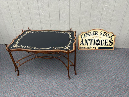 67617 Vintage French Style Coffee Table with Painted Floral Design
