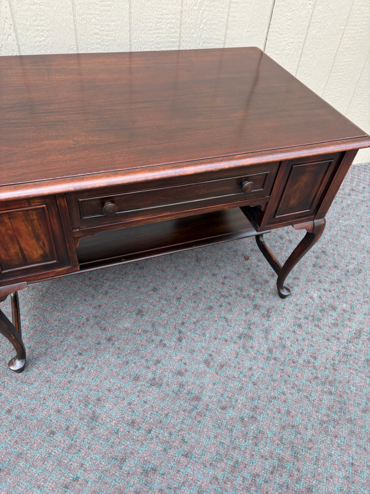 67994 RARE Vintage Auglaize Furniture Desk with Secret Side Panels, Mahogany
