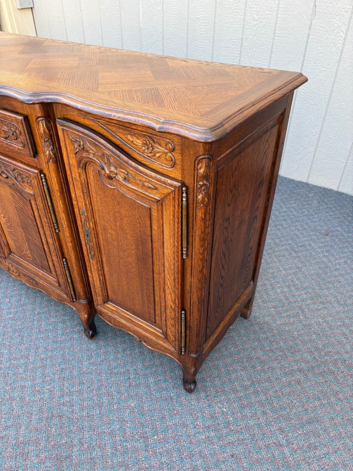67686 French LENNE DEHONT Provincial Oak Buffet Sideboard with Carved Details