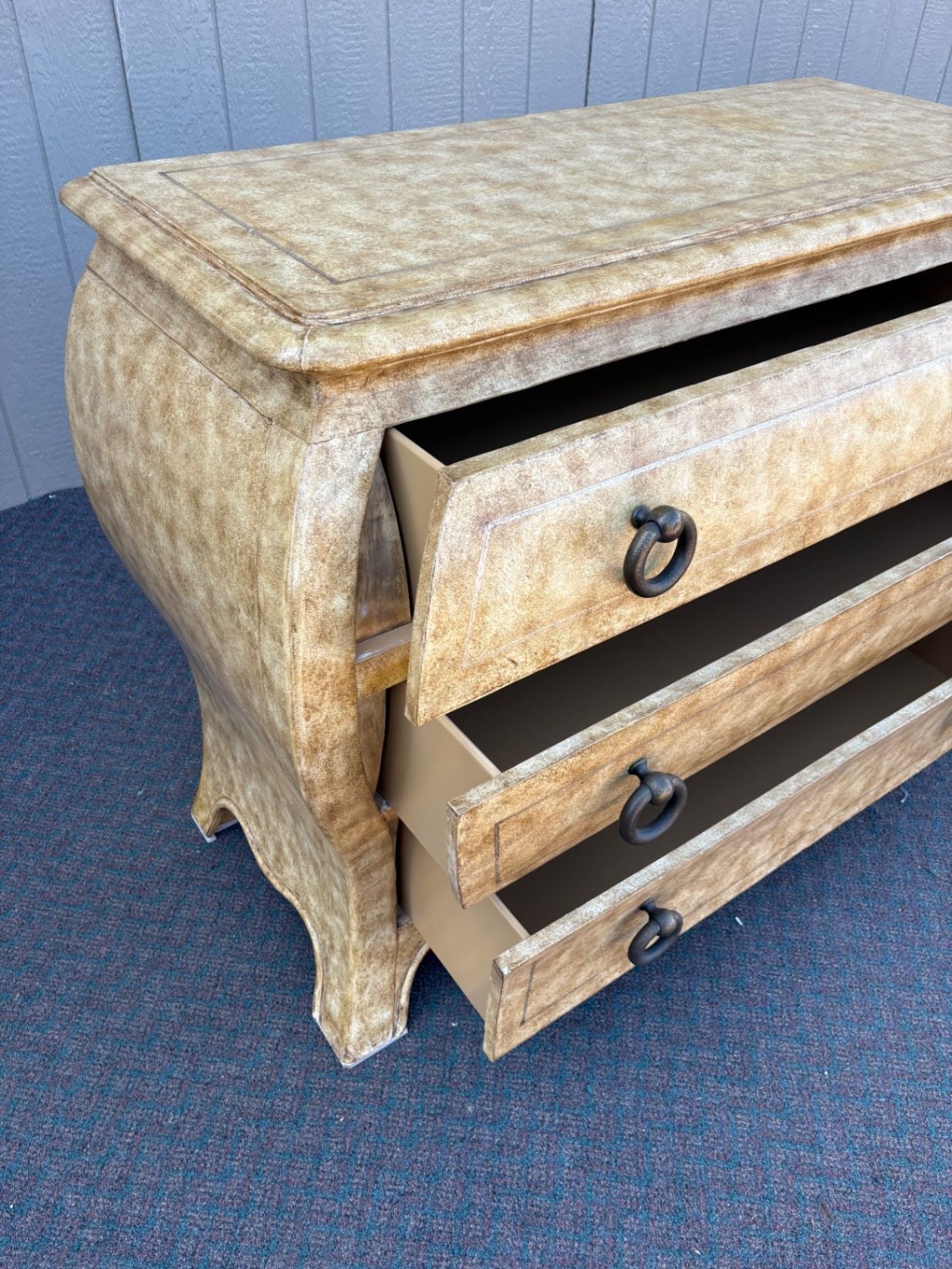 67404 Henredon Bombe Chest of Drawers, Faux Finish, Vintage Elegance