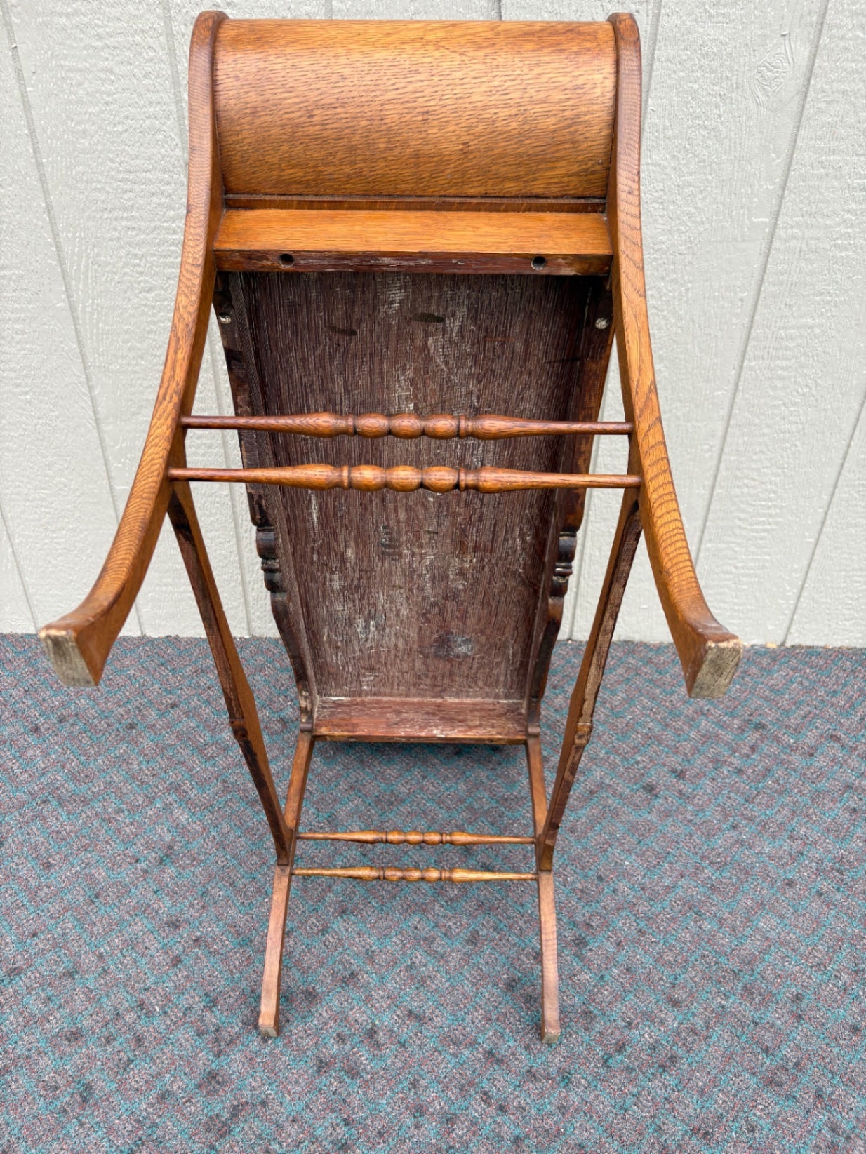 67946 Victorian Oak Window Bench with Carved Details