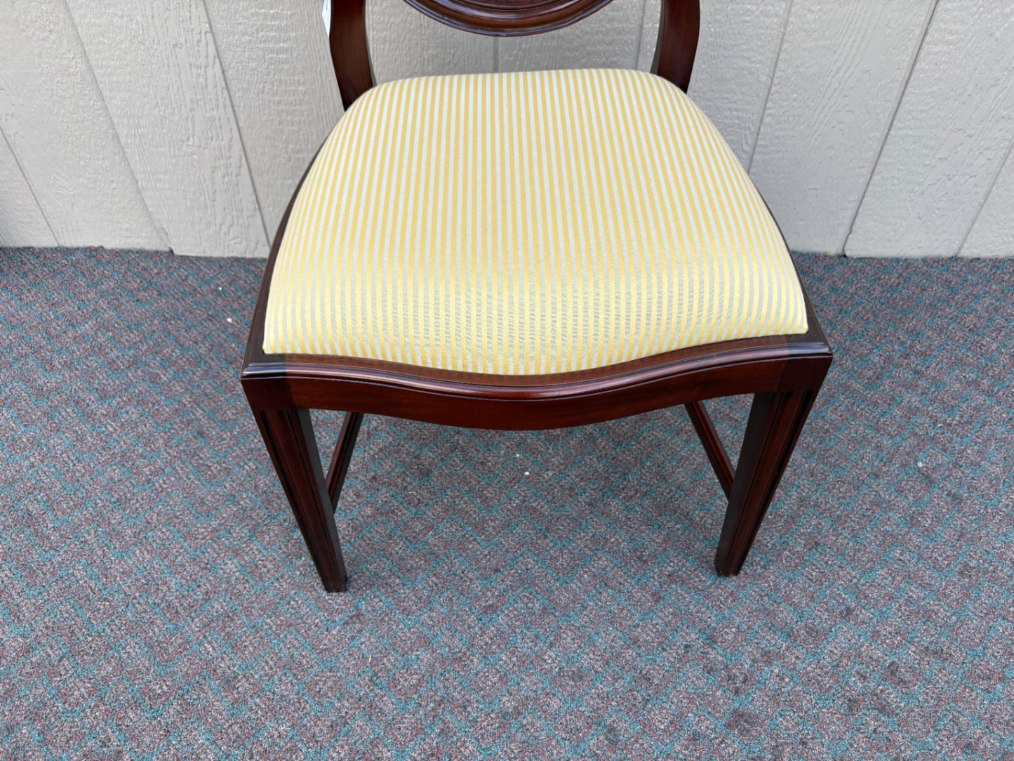 67638 Elegant Mahogany Inlaid Side Chair with Upholstered Seat