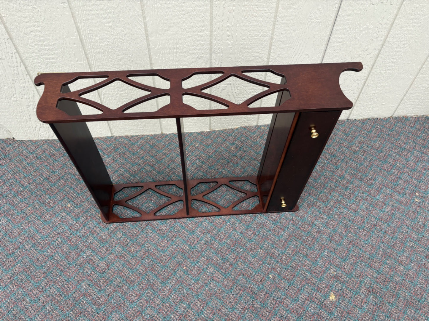 67719 Bombay Mahogany Wall Shelf with Drawer and Lattice Sides