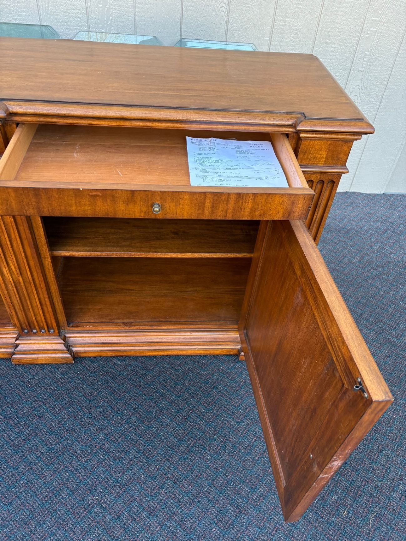 67471 Ethan Allen Marquetry Buffet with Star Inlay Design