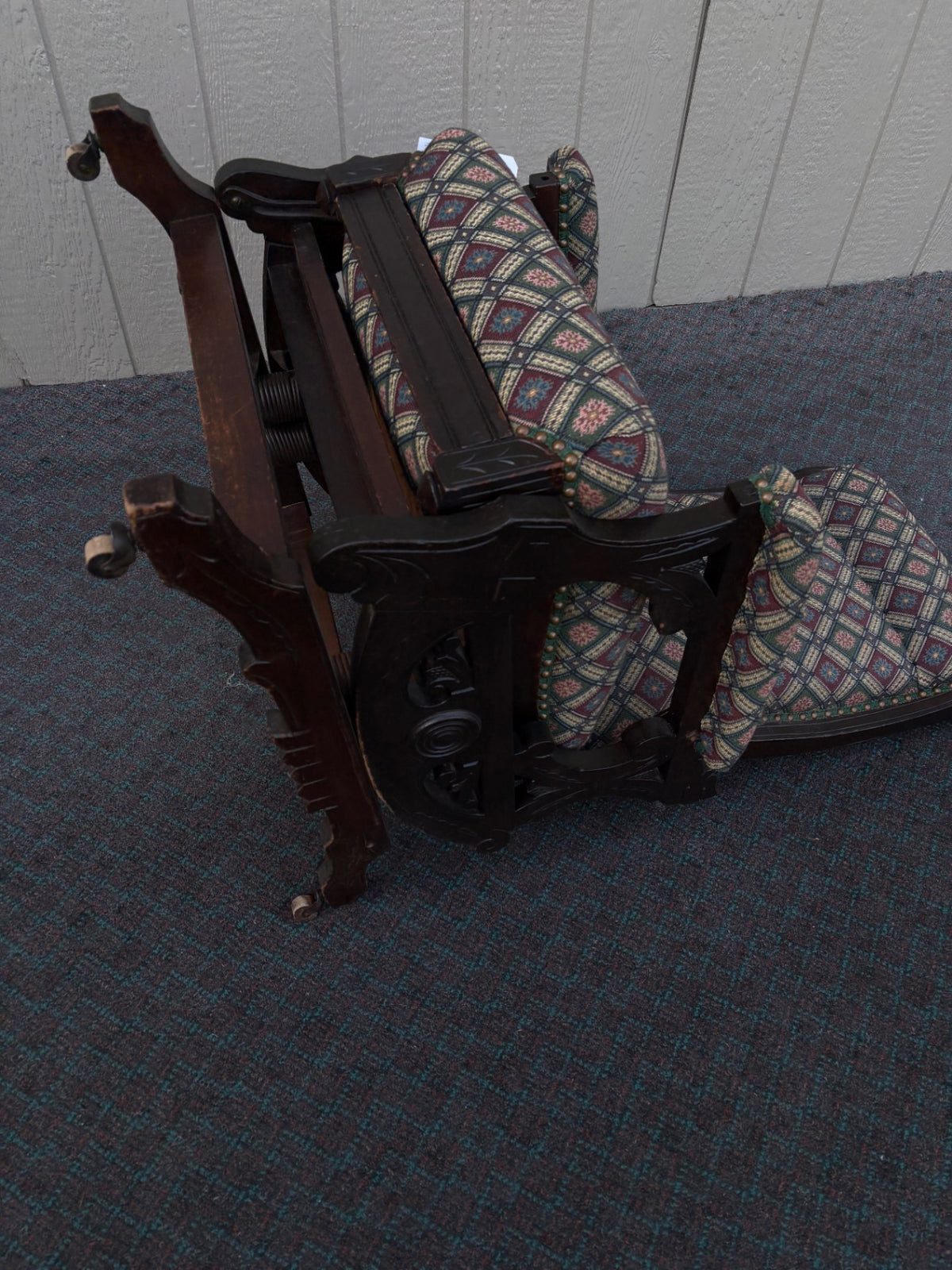 67119  Victorian Platform Rocking Chair with Footrest, Upholstered
