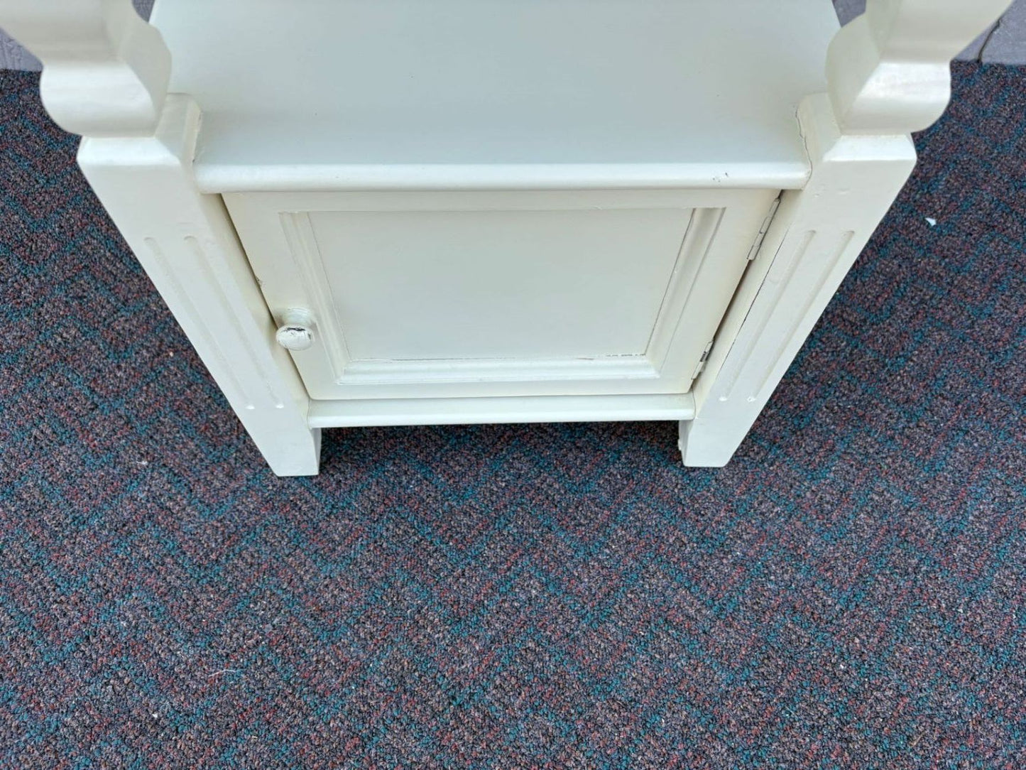 67428 Vintage White Painted Nightstand with Turned Legs