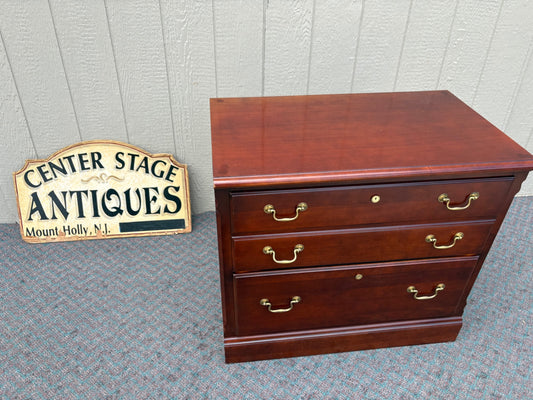 67835  Stanley Traditional Mahogany File Cabinet with Brass Hardware