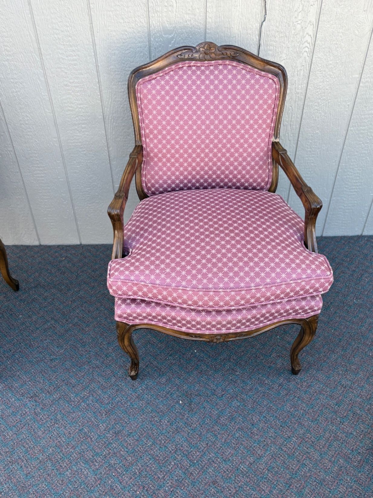 67423 Pair of French Louis XV Style Carved Wood Armchairs