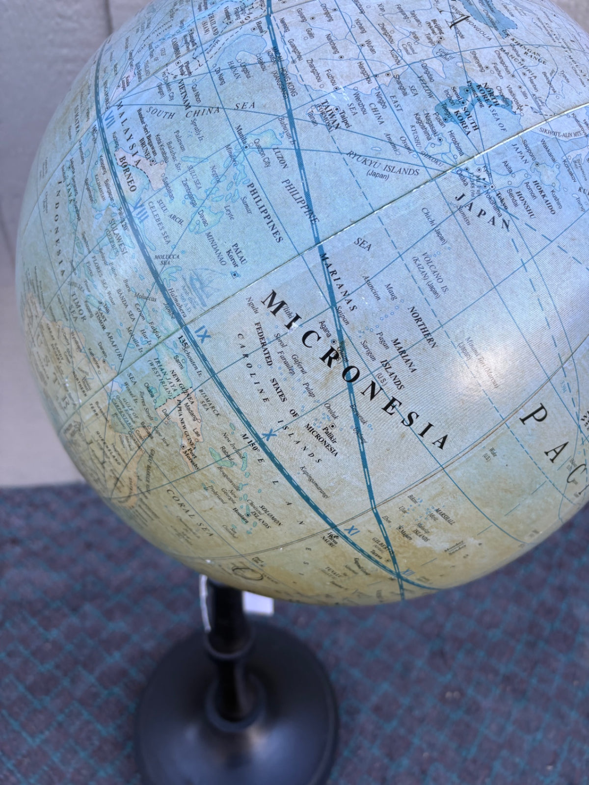 Antique Maritime Survey Floor Standing Globe with Black Metal Stand 1808