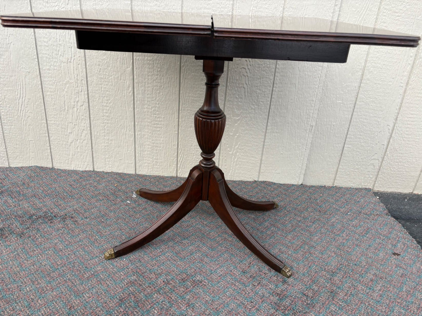 67459  Vintage Mahogany Flip Top Game Table with Pedestal Base