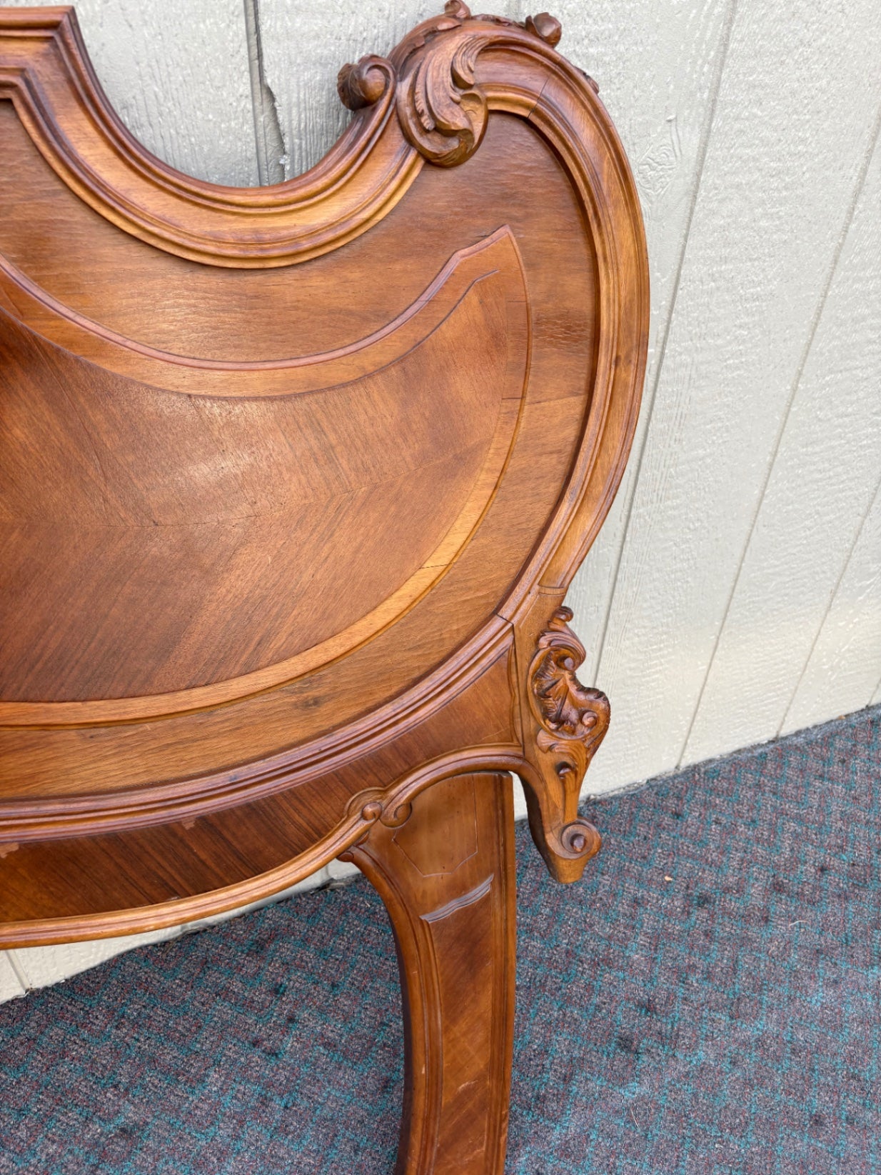 68018 Elegant French Rococo Full Size Headboard in Walnut