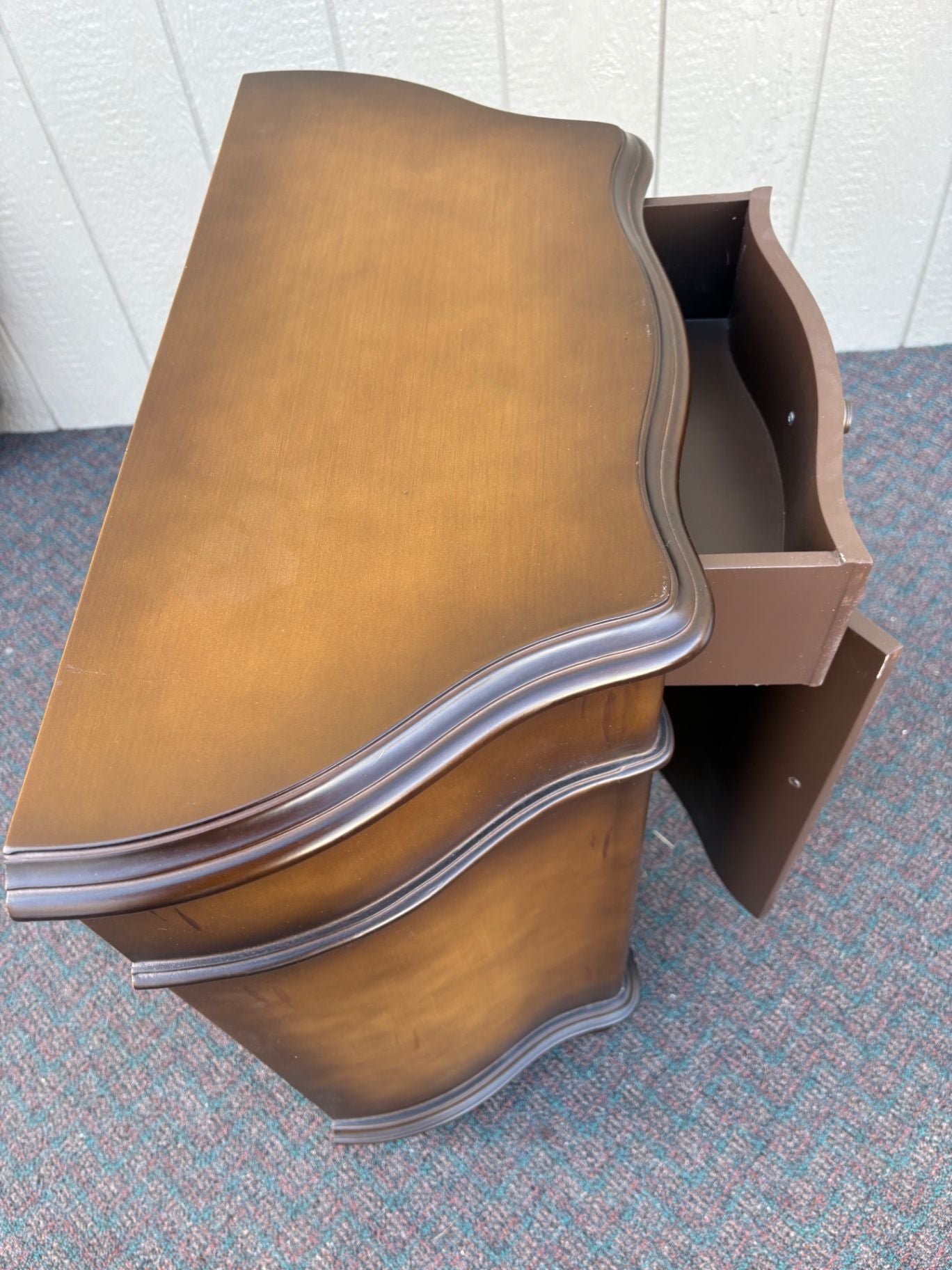 67429  Mid-Century Hand-Painted Floral Stenciled Cabinet