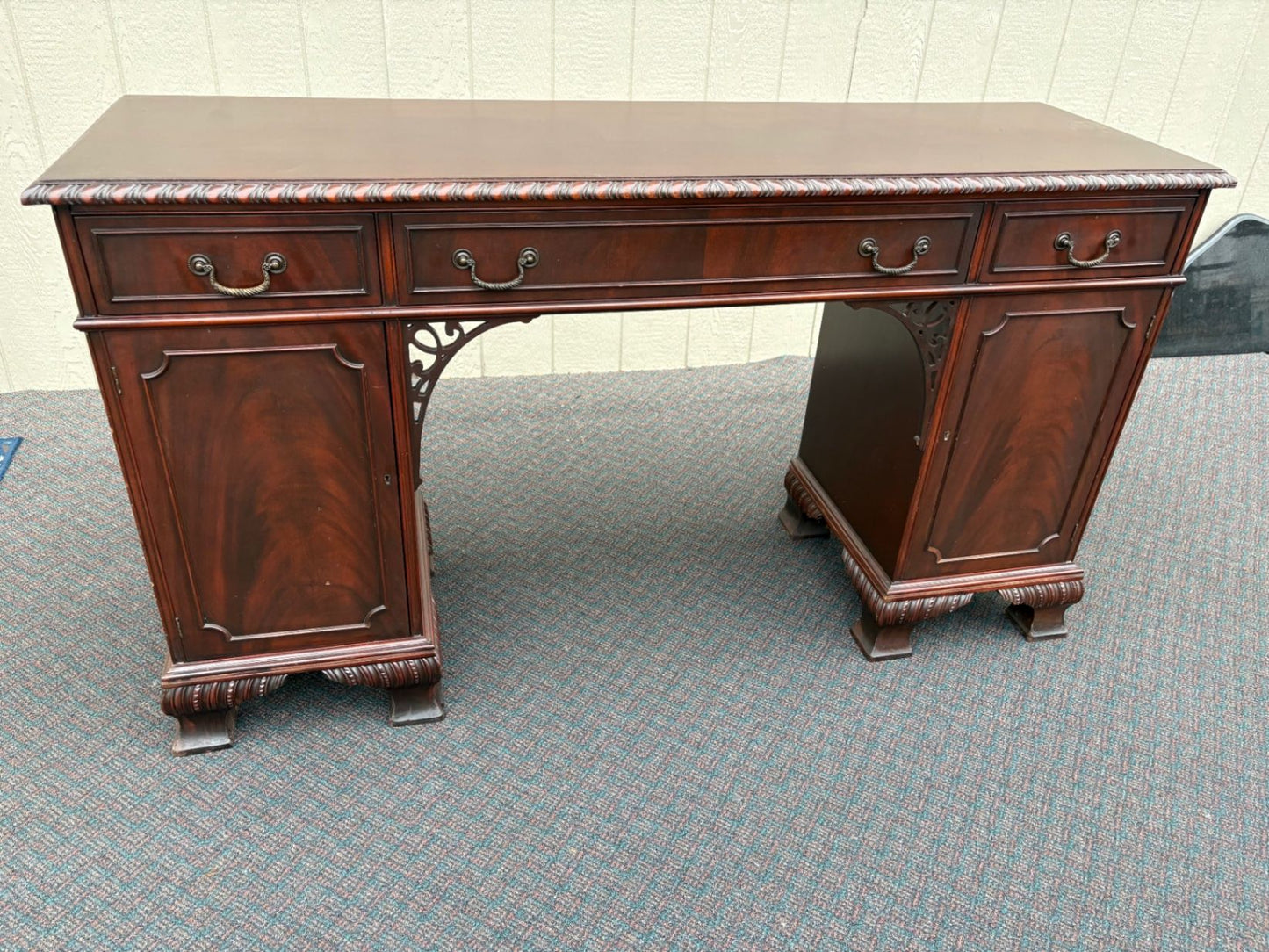 67544  Mahogany Chippendale Style Buffet Sideboard with Carved Details