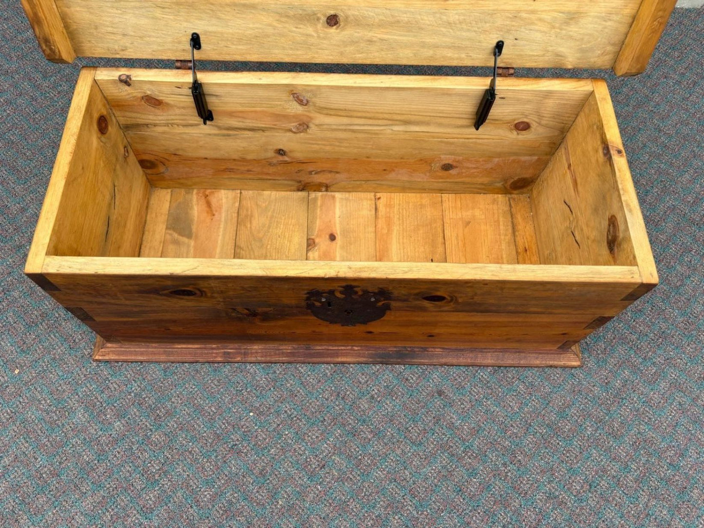 67664 Rustic Pine Trunk with Iron Hardware and Natural Finish