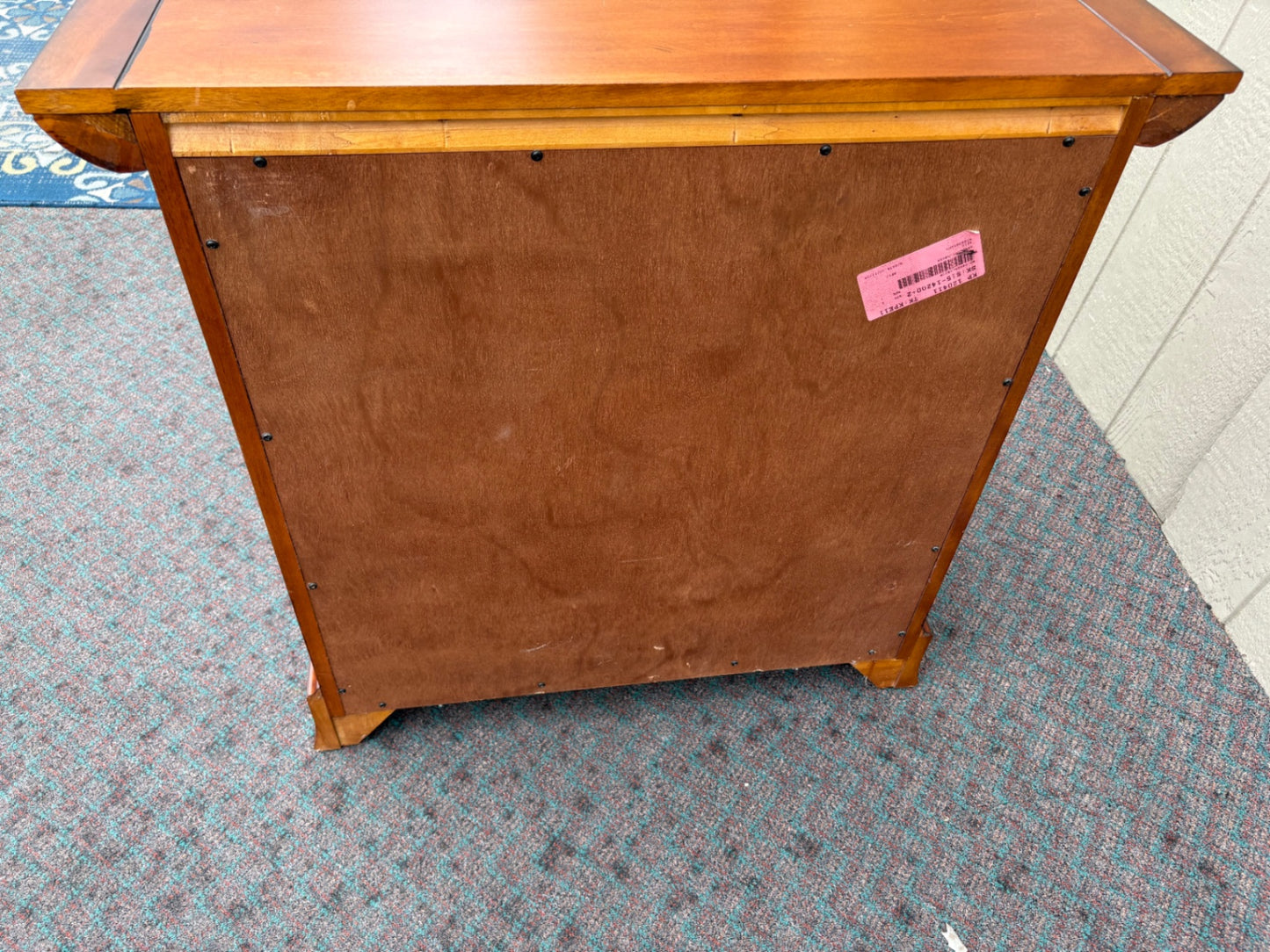 67989  Vintage Wooden Nightstand with Glass Shelf and Brass Accents