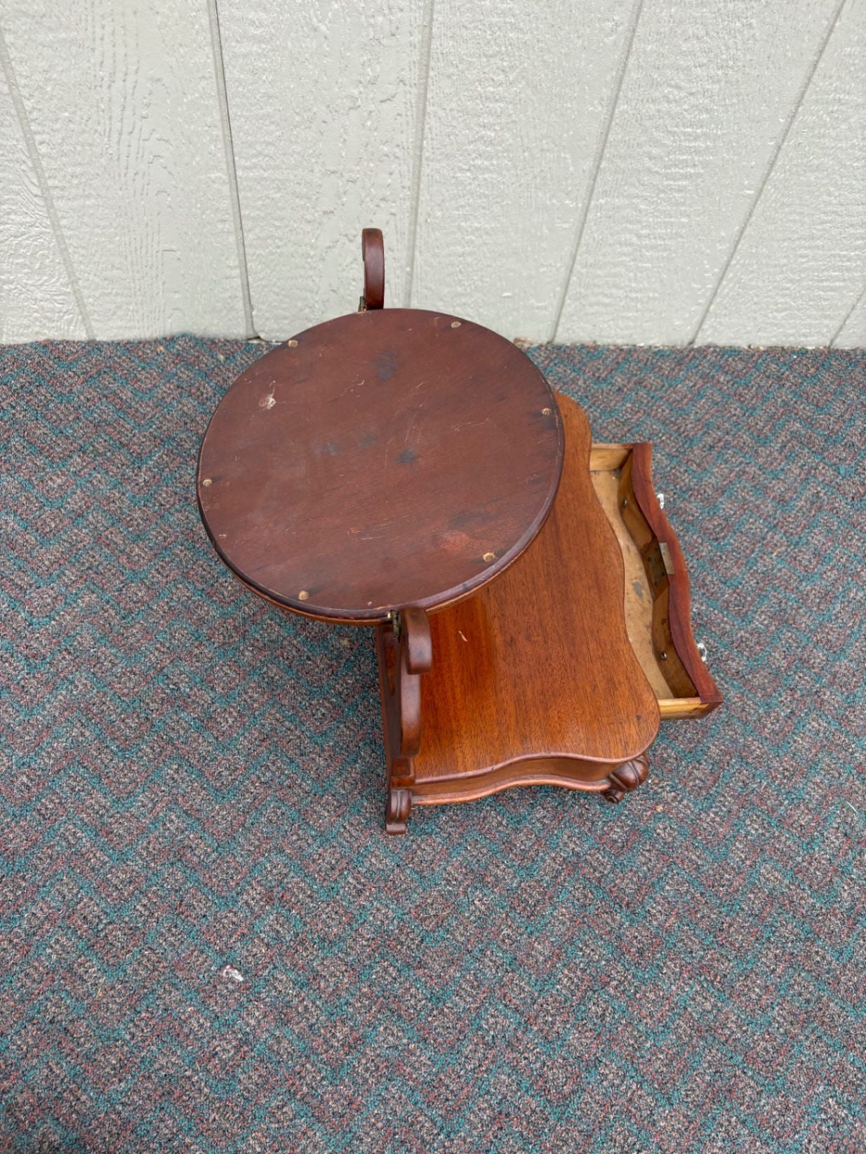 67672 Antique Victorian Shaving Stand with Mirror and Drawer