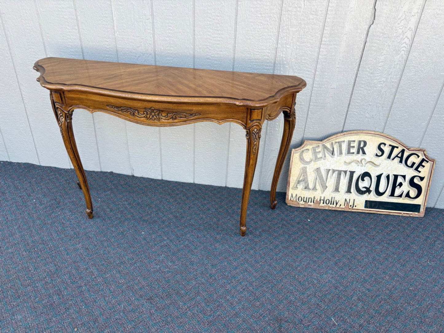 67427  Elegant French Country Console Table with Cabriole Legs
