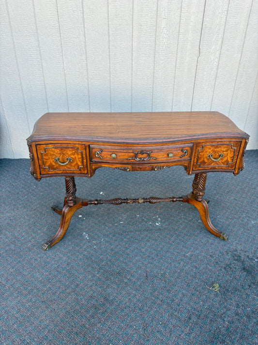 67433  Elegant Regency Style Mahogany Vanity Desk with Carved Details
