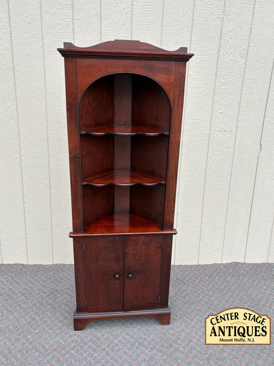 67724 Cherry Finish Corner Shelf Cabinet with Arched Shelving