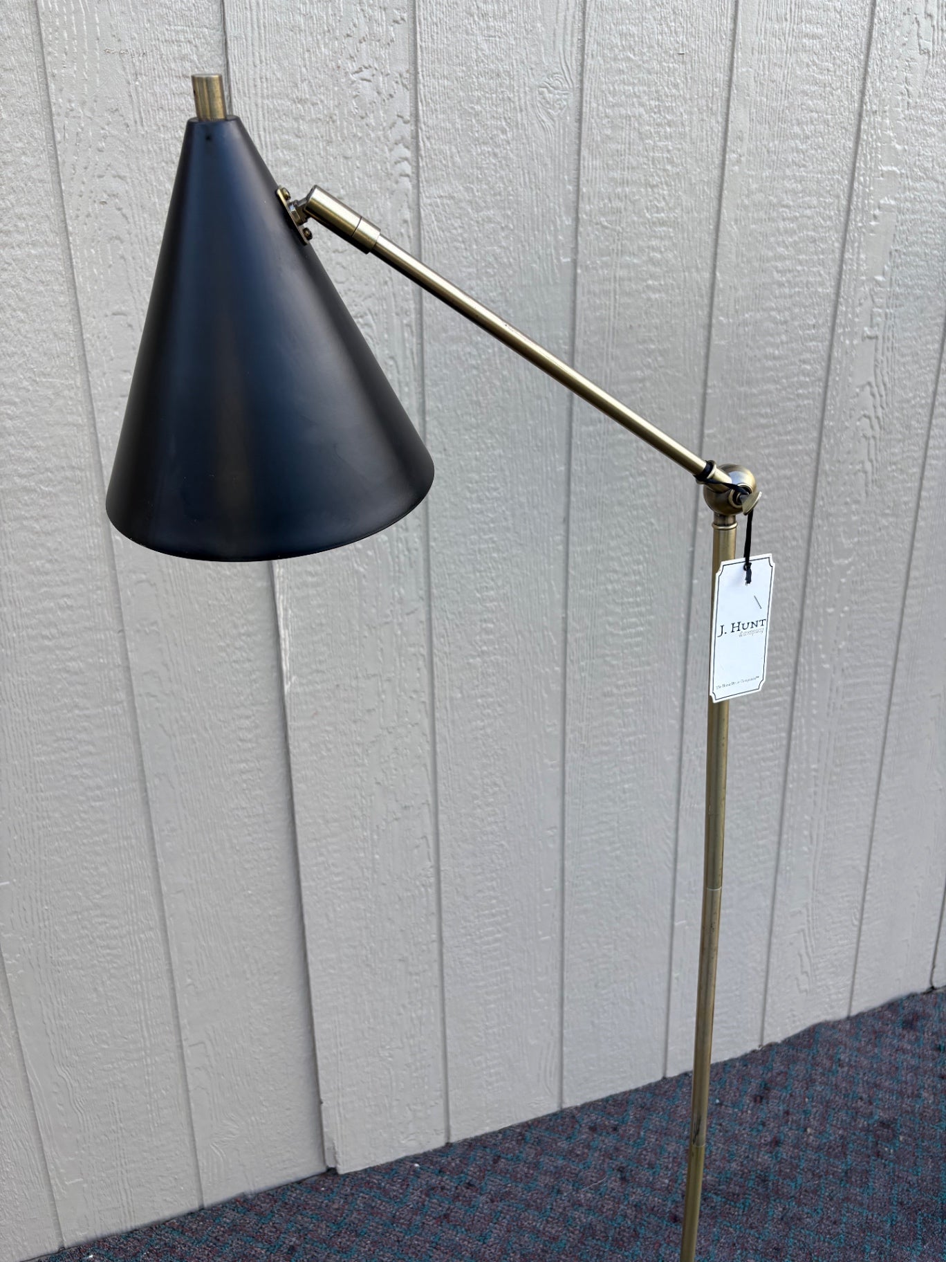 68047 Pair of J HUNT Mid-Century Modern Adjustable Brass Floor Lamps